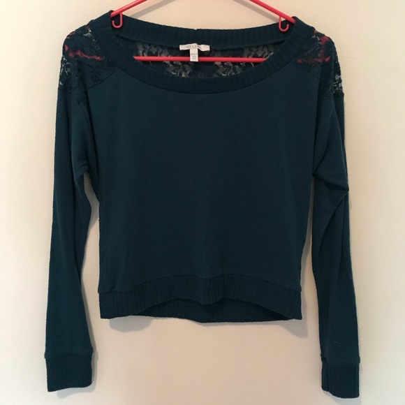 Dark Teal/Green Crop Sweater - Picture 1 of 3